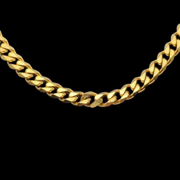 22" x 5mm 14K Gold Finish over 316L Stainless Steel Cuban Chain. - Picture 10 of 13
